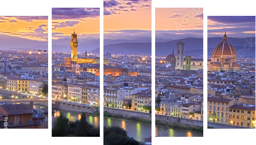 Sunset in Florence - Fünfteiliges Leinwandbild, Pentaptychon