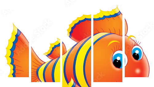 coral fish - Fünfteiliges Leinwandbild, Pentaptychon
