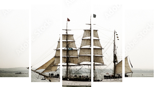 tall ship - Fünfteiliges Leinwandbild, Pentaptychon