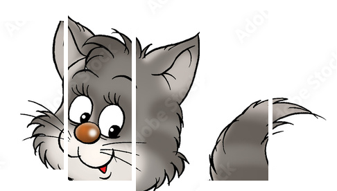 small grey kitten - Fünfteiliges Leinwandbild, Pentaptychon