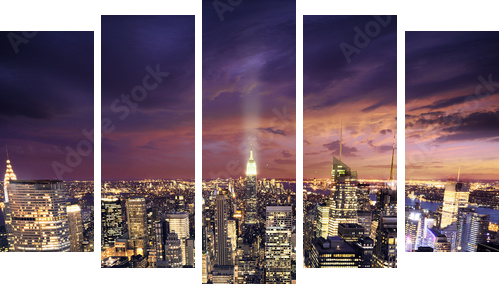 New york skysrcrapers - bussines buildings background - Fünfteiliges Leinwandbild, Pentaptychon