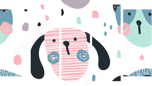 dogs pattern - Fünfteiliges Leinwandbild, Pentaptychon