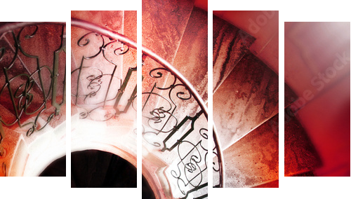 Spiral staircase - Fünfteiliges Leinwandbild, Pentaptychon