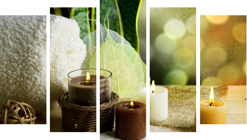 Spa and body care treatment.Blurred Background - Fünfteiliges Leinwandbild, Pentaptychon
