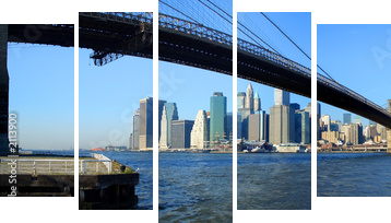 Most brooklyński w dolnym Manhattanie -Nowy Jork
 - Fünfteiliges Leinwandbild, Pentaptychon