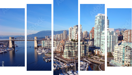 vancouver harbour - Fünfteiliges Leinwandbild, Pentaptychon