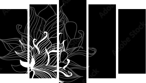 White flowers - Fünfteiliges Leinwandbild, Pentaptychon