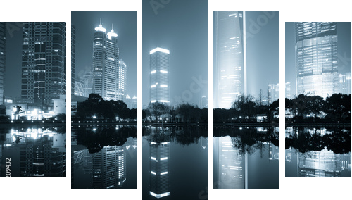 night view of shanghai - Fünfteiliges Leinwandbild, Pentaptychon