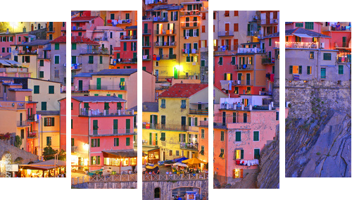 Włoska Manarola kolorami osnuta
 - Fünfteiliges Leinwandbild, Pentaptychon