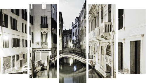 venice at night - Fünfteiliges Leinwandbild, Pentaptychon