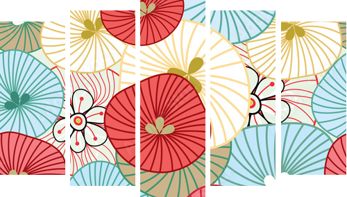 Flower background - Fünfteiliges Leinwandbild, Pentaptychon