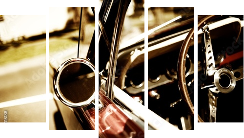 retro car fragment - Fünfteiliges Leinwandbild, Pentaptychon