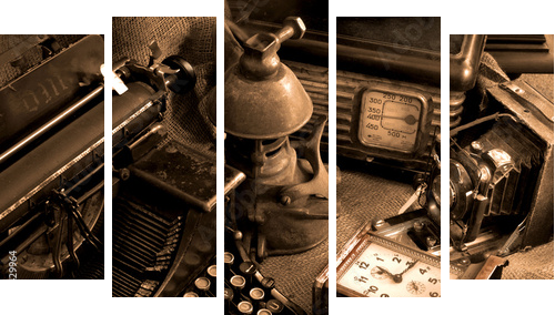 Vintage still-life - Fünfteiliges Leinwandbild, Pentaptychon