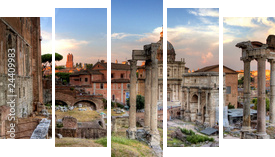 Architektura Rzymu w panoramie
 - Fünfteiliges Leinwandbild, Pentaptychon