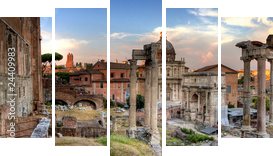 Architektura Rzymu w panoramie
 - Fünfteiliges Leinwandbild, Pentaptychon