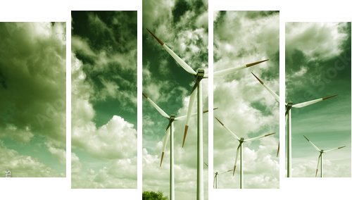 Wind turbines, ecology - Fünfteiliges Leinwandbild, Pentaptychon
