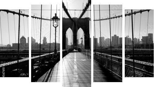Brooklyn Bridge, Manhattan, New York City, USA - Fünfteiliges Leinwandbild, Pentaptychon