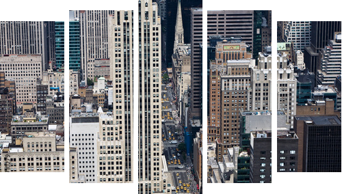 Skyline von New York City  mit HochhÃ¤usern - Fünfteiliges Leinwandbild, Pentaptychon