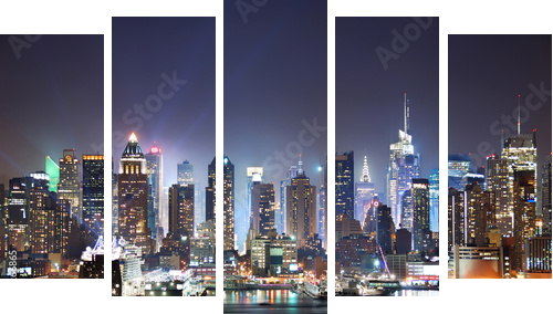 New York City Times Square - Fünfteiliges Leinwandbild, Pentaptychon