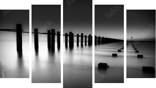 Border of Thames and North Sea in Shoeburyness - Fünfteiliges Leinwandbild, Pentaptychon