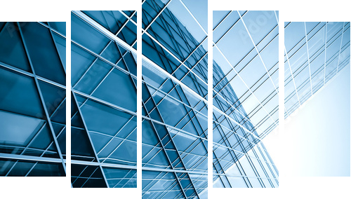 modern glass silhouettes of skyscrapers at night - Fünfteiliges Leinwandbild, Pentaptychon