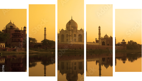 Tadż Mahal – świątynia miłości w blasku słońca
 - Fünfteiliges Leinwandbild, Pentaptychon