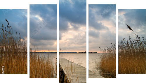Abends am Achterwasser - Fünfteiliges Leinwandbild, Pentaptychon