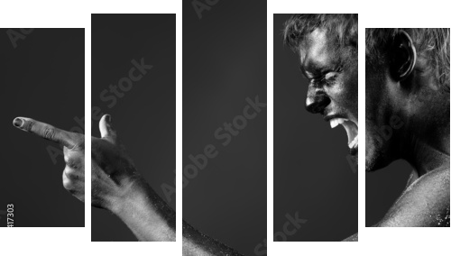 shouting man - Fünfteiliges Leinwandbild, Pentaptychon