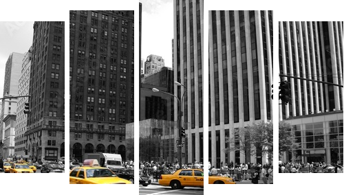 NYC Taxi - Fünfteiliges Leinwandbild, Pentaptychon