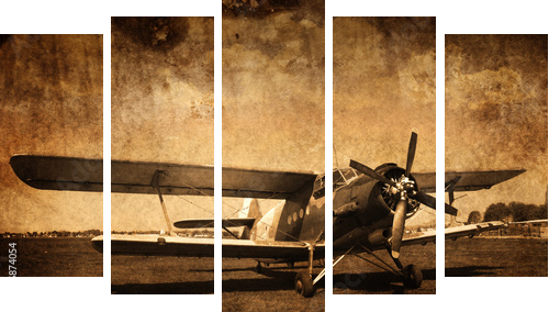 Bardzo retro samolot
 - Fünfteiliges Leinwandbild, Pentaptychon