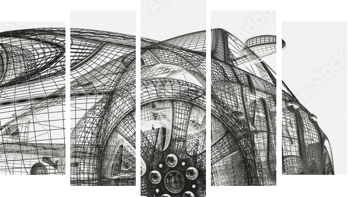 3d model cars - Fünfteiliges Leinwandbild, Pentaptychon