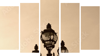 Vintage lamppost on the bridge of Alexandre III (Paris, France) - Fünfteiliges Leinwandbild, Pentaptychon