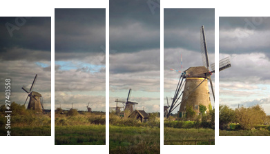 kinderdijk - Fünfteiliges Leinwandbild, Pentaptychon