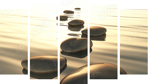 step stones - Fünfteiliges Leinwandbild, Pentaptychon
