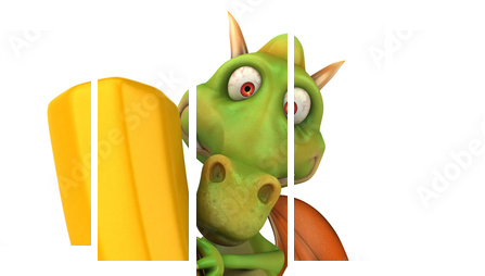 Dragon et crayon - Fünfteiliges Leinwandbild, Pentaptychon