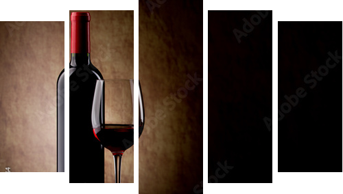 Czerwone wino na chwilę odpoczynku
 - Fünfteiliges Leinwandbild, Pentaptychon