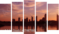 Zachód słońca w Cityscape Dubaj
 - Fünfteiliges Leinwandbild, Pentaptychon