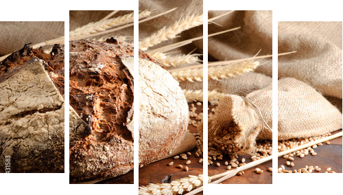 Traditional bread - Fünfteiliges Leinwandbild, Pentaptychon