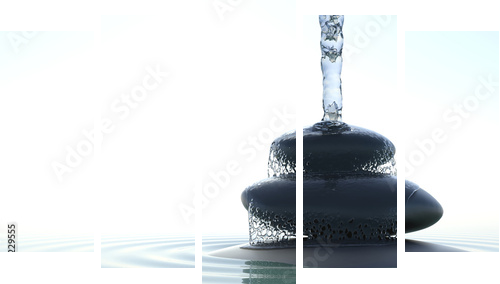 Zen waterfall - Fünfteiliges Leinwandbild, Pentaptychon