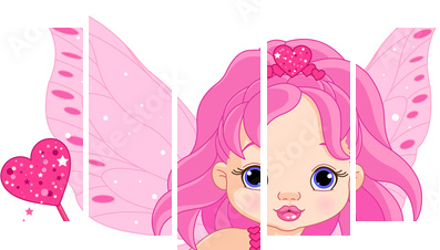 Cute little baby Love fairy - Fünfteiliges Leinwandbild, Pentaptychon