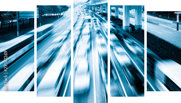 Megacity Highway - Fünfteiliges Leinwandbild, Pentaptychon