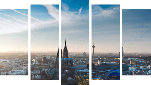 KÃ¶lner Dom und Stadtpanorama - Fünfteiliges Leinwandbild, Pentaptychon