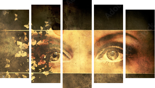 Grunge abstract portrait - Fünfteiliges Leinwandbild, Pentaptychon