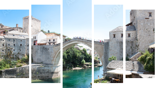 Old bridge - Mosta - Fünfteiliges Leinwandbild, Pentaptychon
