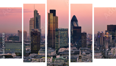 Londyn w kolorach zmierzchu
 - Fünfteiliges Leinwandbild, Pentaptychon
