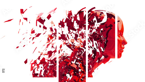 abstract character shattered into pieces - Fünfteiliges Leinwandbild, Pentaptychon