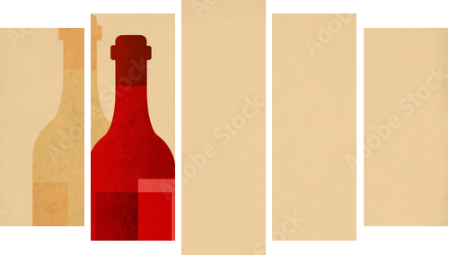 Francuskie wino
 - Fünfteiliges Leinwandbild, Pentaptychon