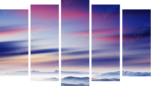 mountain landscape - Fünfteiliges Leinwandbild, Pentaptychon