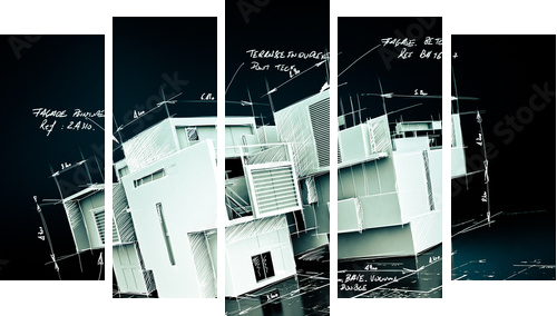 Luxurious architecture project - Fünfteiliges Leinwandbild, Pentaptychon