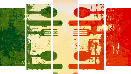 Italian Menu Vector Template
 - Fünfteiliges Leinwandbild, Pentaptychon
